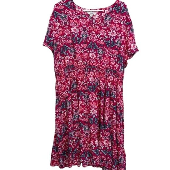 Croft & Barrow Womens Plus 2X Pink Floral Short Sleeve Dress - Picture 1 of 8
